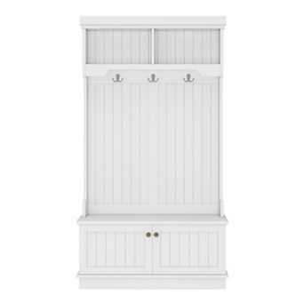 Trikiousd 4-in-1 Farmhouse Coat Rack Entryway Hall Tree with Storage Shoe Bench & Hooks