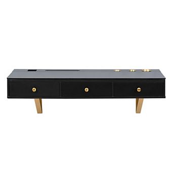 Trikiousd Floating Makeup Vanity Study Desk for Bedroom Hairdressers, Mirror Not Included