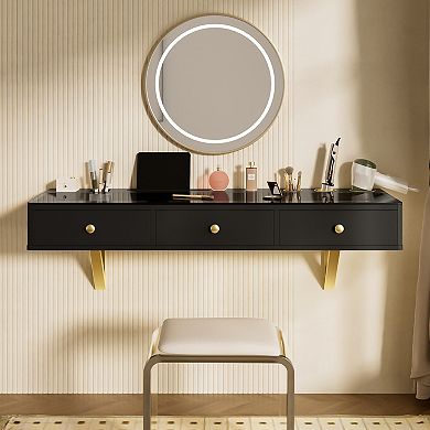 Trikiousd Floating Makeup Vanity Study Desk for Bedroom Hairdressers, Mirror Not Included