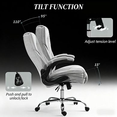 Trikiousd High Back Ergonomic Office Chair with Flip-Up Armrests and Tilt