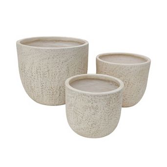 Trikiousd 3 pc Planter Set Round Flower Pots Magnesium Oxide Planter Set of 3