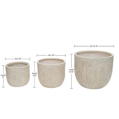 Trikiousd 3-Piece Planter Set Round Flower Pots Magnesium Oxide Planter Set of 3