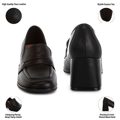 London Rag Sutapa Women's Block Heel Loafers