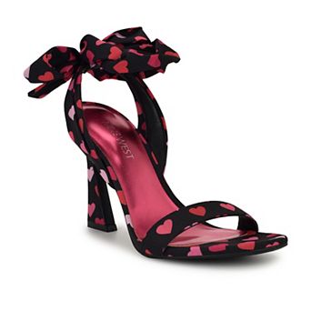 Nine West Kobs Women's Open Toe Heeled Sandals With Bow Accent