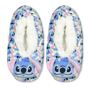 Girls' Disney's Stitch Fuzzy Babba Slipper Socks with 3D Plush Head