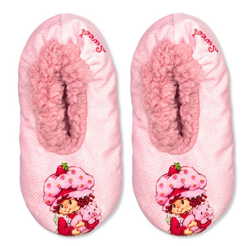 Girls' Fuzzy Babba Strawberry Shortcake Slip-On Slipper Socks, Girl's,