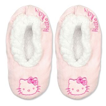 Hello Kitty Corduroy Girls' Fuzzy Slipper Socks With Embroidered Patch