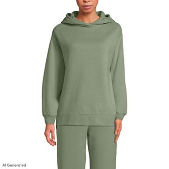 Women's Lands' End Long Sleeve Hooded Tunic Sweatshirt