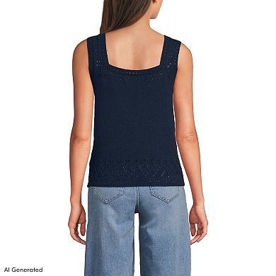 Women's Lands' End Pointelle Square Neck Tank Sweater