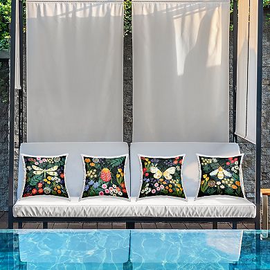 Stupell Home Decor Insects with Flowers 4-Piece Outdoor Decorative Pillow Set