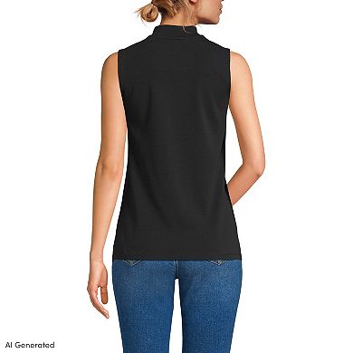 Women's Lands' End Sleeveless Polished Mock Neck Top