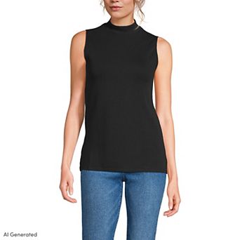 Women's Lands' End Sleeveless Polished Mock Neck Top