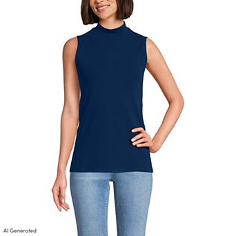 Women's Lands' End Sleeveless Polished Mock Neck Top