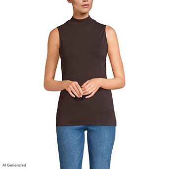 Women's Lands' End Sleeveless Polished Mock Neck Top