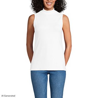 Women's Lands' End Sleeveless Polished Mock Neck Top