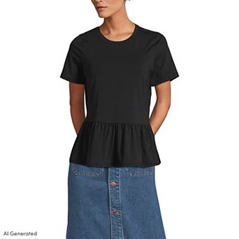 Women's Lands' End Short Sleeve Peplum Tee