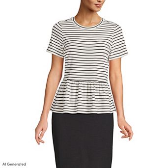 Women's Lands' End Short Sleeve Peplum Tee