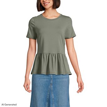 Women's Lands' End Short Sleeve Peplum Tee