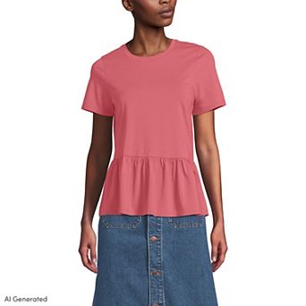Women's Lands' End Short Sleeve Peplum Tee