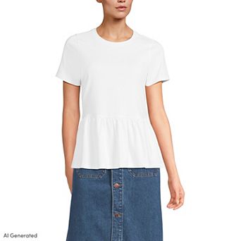 Women's Lands' End Short Sleeve Peplum Tee