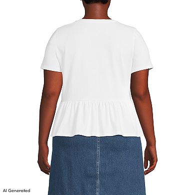 Plus Size Lands' End Short Sleeve Peplum Tee