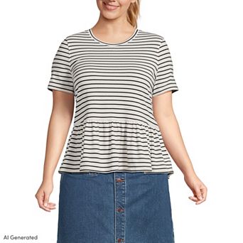 Plus Size Lands' End Short Sleeve Peplum Tee