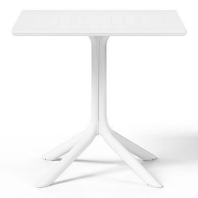 31.5" Square Outdoor Plastic Resin Patio Dining Table for 4