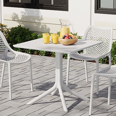 31.5" Square Outdoor Plastic Resin Patio Dining Table for 4