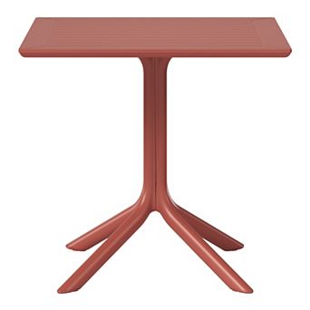 31.5" Square Outdoor Plastic Resin Patio Dining Table for 4