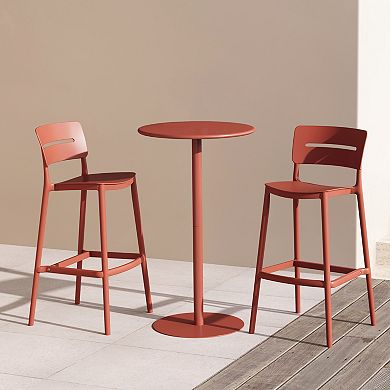 3-Piece Outdoor Adjustable Round Bar Height Patio Table Dining Set