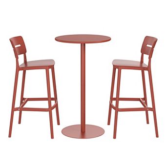 3 pc Outdoor Adjustable Round Bar Height Patio Table Dining Set