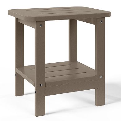 2-Tier Outdoor HDPE Modern Adirondack Square Patio Side Table