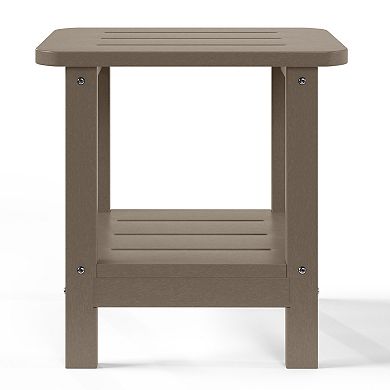 2-Tier Outdoor HDPE Modern Adirondack Square Patio Side Table