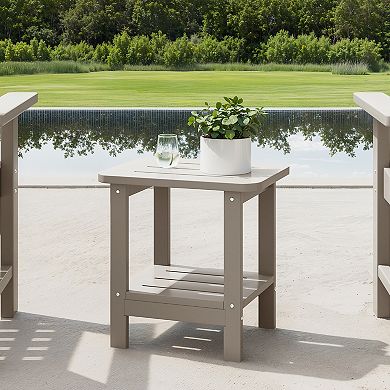 2-Tier Outdoor HDPE Modern Adirondack Square Patio Side Table