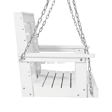 Outdoor HDPE 54" Front Hanging Porch Swing Bench With Cupholders