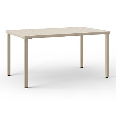 59" Iron Metal Outdoor Rectangular Patio Dining Table For 6