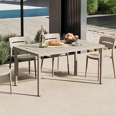 59" Iron Metal Outdoor Rectangular Patio Dining Table For 6