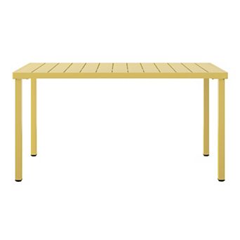 59" Iron Metal Outdoor Rectangular Patio Dining Table For 6
