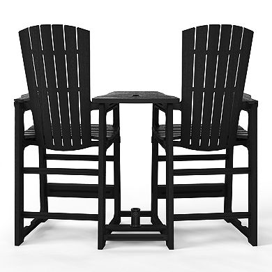 Outdoor Tall Adirondack Chairs With Connecting Table Tray (Set of 2)