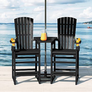 Outdoor Tall Adirondack Chairs With Connecting Table Tray (Set of 2)