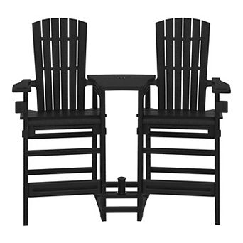 Outdoor Tall Adirondack Chairs With Connecting Table Tray (Set of 2)