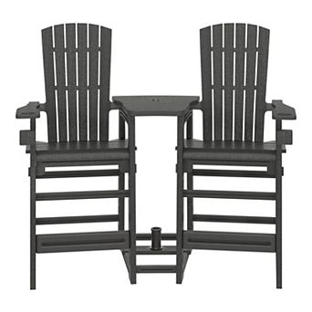 Outdoor Tall Adirondack Chairs With Connecting Table Tray (Set of 2)