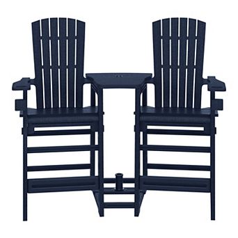 Outdoor Tall Adirondack Chairs With Connecting Table Tray (Set of 2)