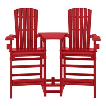 Outdoor Tall Adirondack Chairs With Connecting Table Tray (Set of 2)