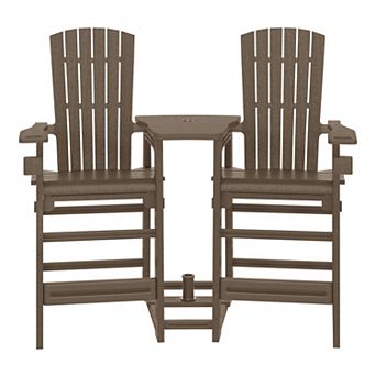 Outdoor Tall Adirondack Chairs With Connecting Table Tray (Set of 2)