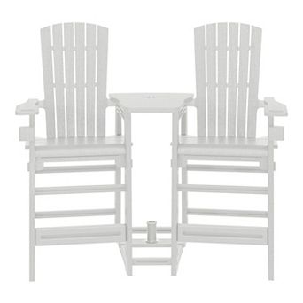 Outdoor Tall Adirondack Chairs With Connecting Table Tray (Set of 2)