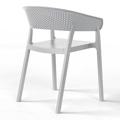 Outdoor Modern Stackable Plastic Resin Patio Dining Armchair (Set of 2)