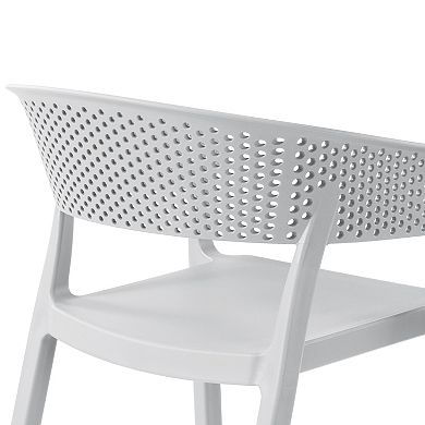 Outdoor Modern Stackable Plastic Resin Patio Dining Armchair (Set of 2)