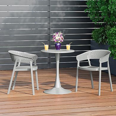 Outdoor Modern Stackable Plastic Resin Patio Dining Armchair (Set of 2)