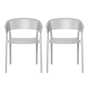 Outdoor Modern Stackable Plastic Resin Patio Dining Armchair (Set of 2)